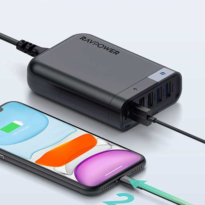 شارژر همراه RAVPower 6-Port USB Charger Filehub UK RP-UM002 - کنج